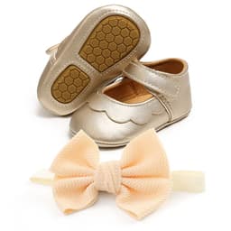 image-Baby Princess Shoes with Headband, Size 13cm, Pink