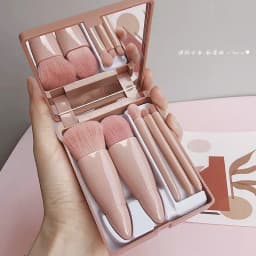 image-5-Piece Makeup Brush Set with Mirror, Portable