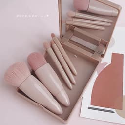 image-5-Piece Makeup Brush Set with Mirror, Portable