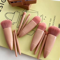 image-5-Piece Makeup Brush Set with Mirror, Portable