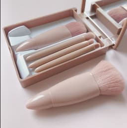 image-5-Piece Makeup Brush Set with Mirror, Portable