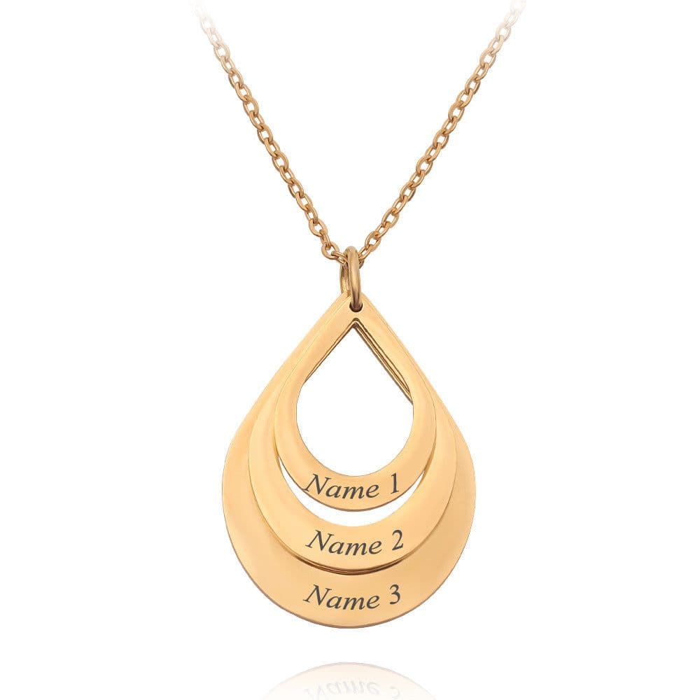 image-Personalized Name Engraved Water Drop Necklace