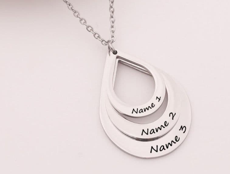 image-Personalized Name Engraved Water Drop Necklace