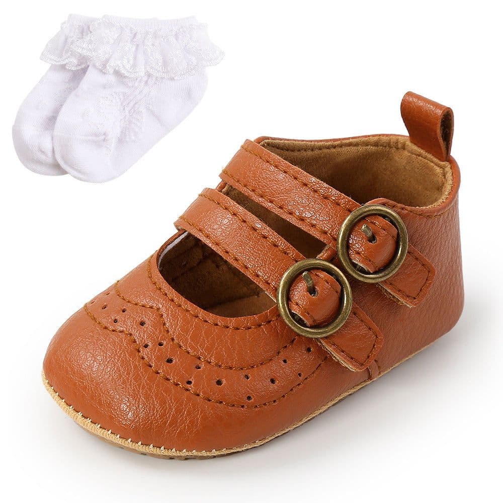 image-Buckle Baby Princess Toddler Shoes Brown M2013