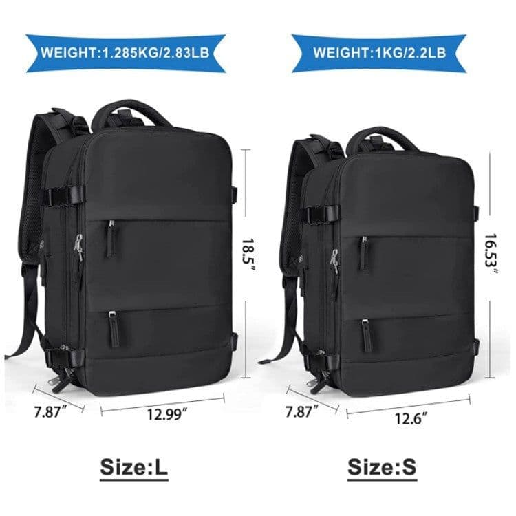 image-USB Rechargeable Travel Backpack 20-35L Sea Blue