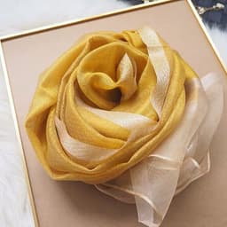 image-Women's Mulberry Silk Scarf 200cm Khaki Gold