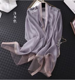 image-Women's Mulberry Silk Scarf 200cm Khaki Gold