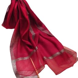 image-Women's Mulberry Silk Scarf 200cm Khaki Gold
