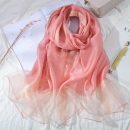 image-Women's Mulberry Silk Scarf 200cm Khaki Gold