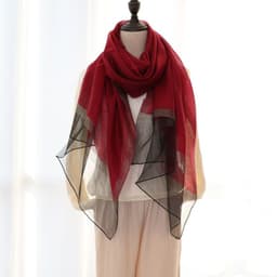 image-Women's Mulberry Silk Scarf 200cm Khaki Gold