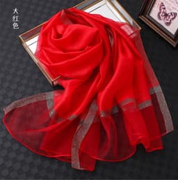 image-Women's Mulberry Silk Scarf 200cm Khaki Gold