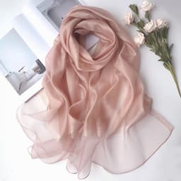 image-Women's Mulberry Silk Scarf 200cm Khaki Gold