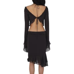 image-Black V-Neck Chiffon Two-Piece Set Lace-Up