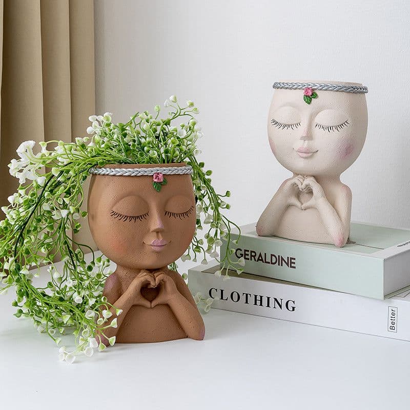 image-Puppet Little Girl Succulent Flower Pot