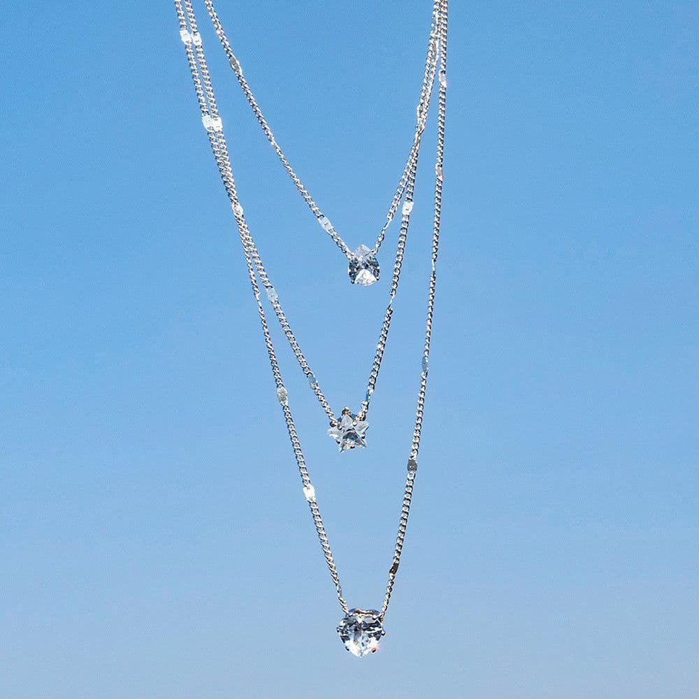 image-Multi-Layer Star Heart Water Drops Pendant Necklace
