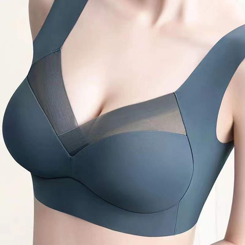 image-Xinnuanlanfabric Nylon Tube Top Bra, Light Blue, 3XL