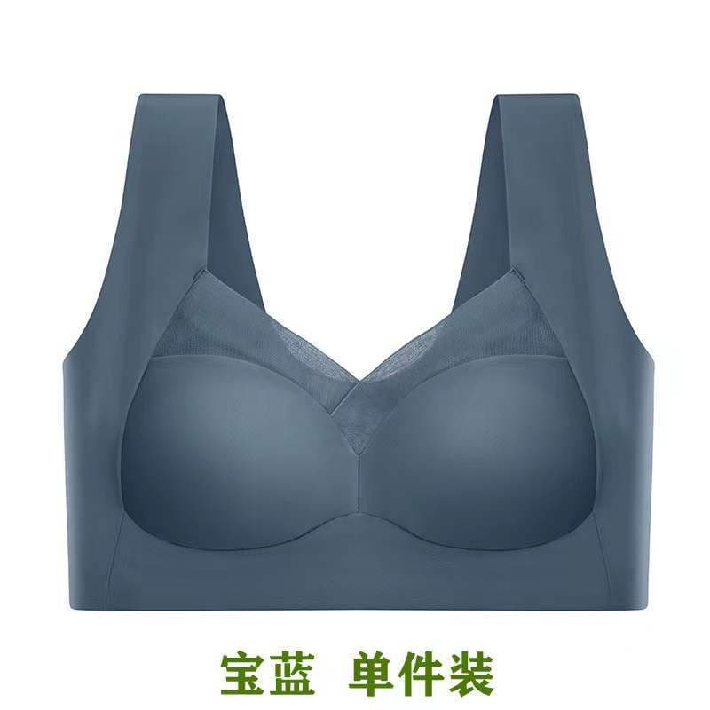 image-Xinnuanlanfabric Nylon Tube Top Bra, Light Blue, 3XL