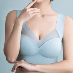 image-Xinnuanlanfabric Nylon Tube Top Bra, Light Blue, 3XL