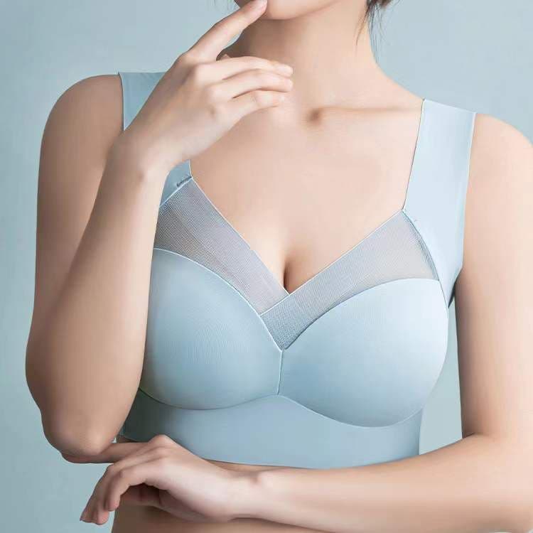 image-Xinnuanlanfabric Nylon Tube Top Bra, Light Blue, 3XL