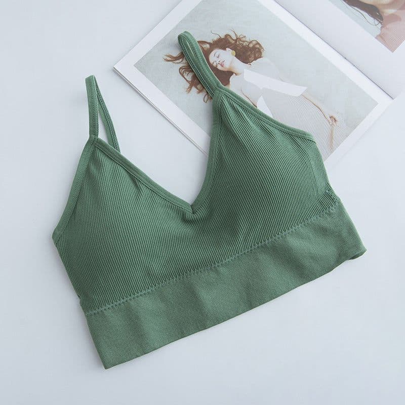 image-Seamless Chest Wrap Tube Top with Pad
