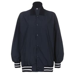 image-Women's Baseball Jacket with Stand Collar and Striped Design