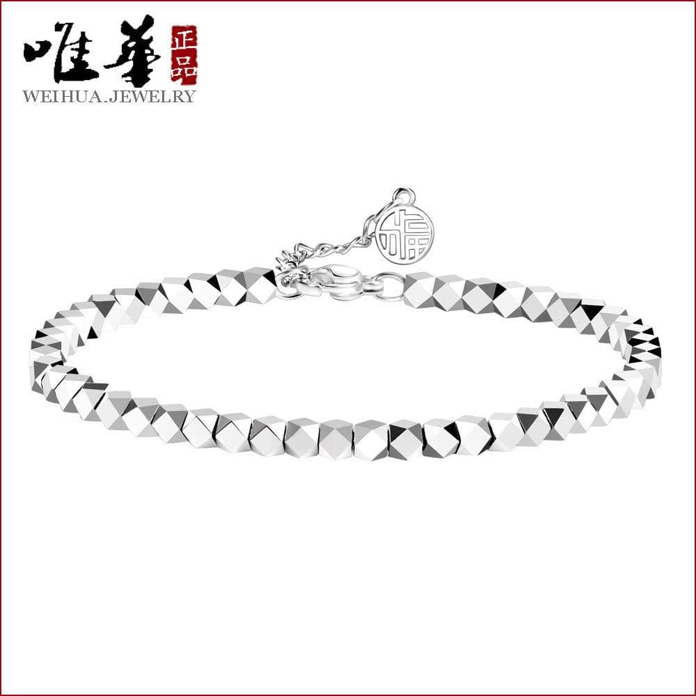 image-Broken Silver Bracelet for Women, Silver-Plated Lucky