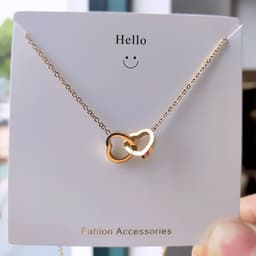 image-Korean 18K Rose Gold Double Ring Titanium Steel Necklace