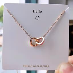 image-Korean 18K Rose Gold Double Ring Titanium Steel Necklace