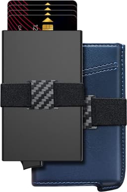 image-Men's RFID Blocking Wallet Genuine Leather Blue