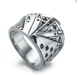 image-Men's Fashion Texas Hold'em Royal Flush Ring