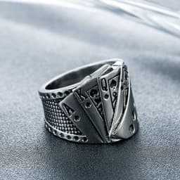 image-Men's Fashion Texas Hold'em Royal Flush Ring