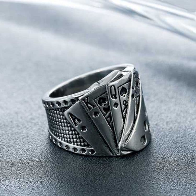 image-Men's Fashion Texas Hold'em Royal Flush Ring