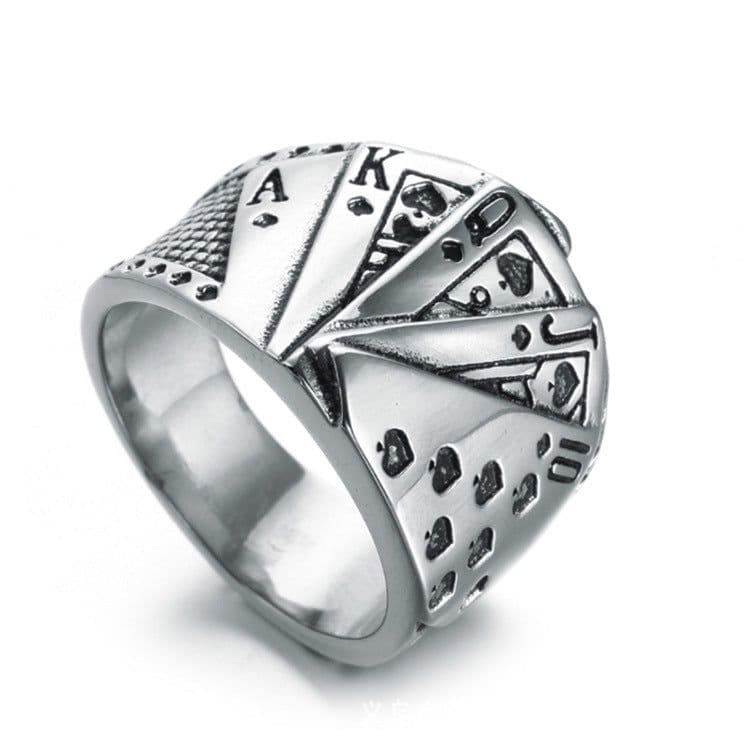 image-Men's Fashion Texas Hold'em Royal Flush Ring