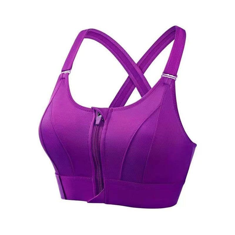image-Adjustable Front Zipper Sports Bra, Shockproof, No Steel Ring