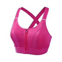 image-Adjustable Front Zipper Sports Bra, Shockproof, No Steel Ring