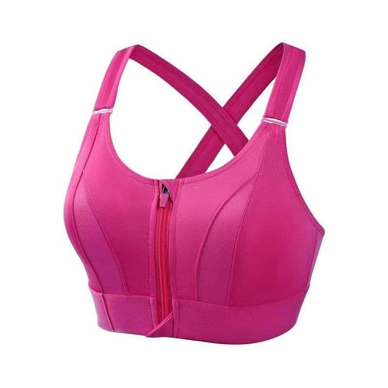 image-Adjustable Front Zipper Sports Bra, Shockproof, No Steel Ring