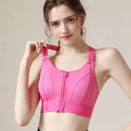 image-Adjustable Front Zipper Sports Bra, Shockproof, No Steel Ring