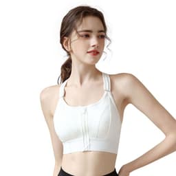 image-Adjustable Front Zipper Sports Bra, Shockproof, No Steel Ring