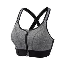 image-Adjustable Front Zipper Sports Bra, Shockproof, No Steel Ring