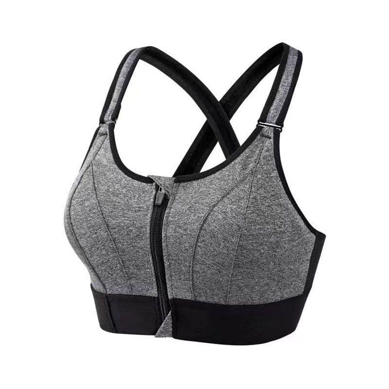 image-Adjustable Front Zipper Sports Bra, Shockproof, No Steel Ring