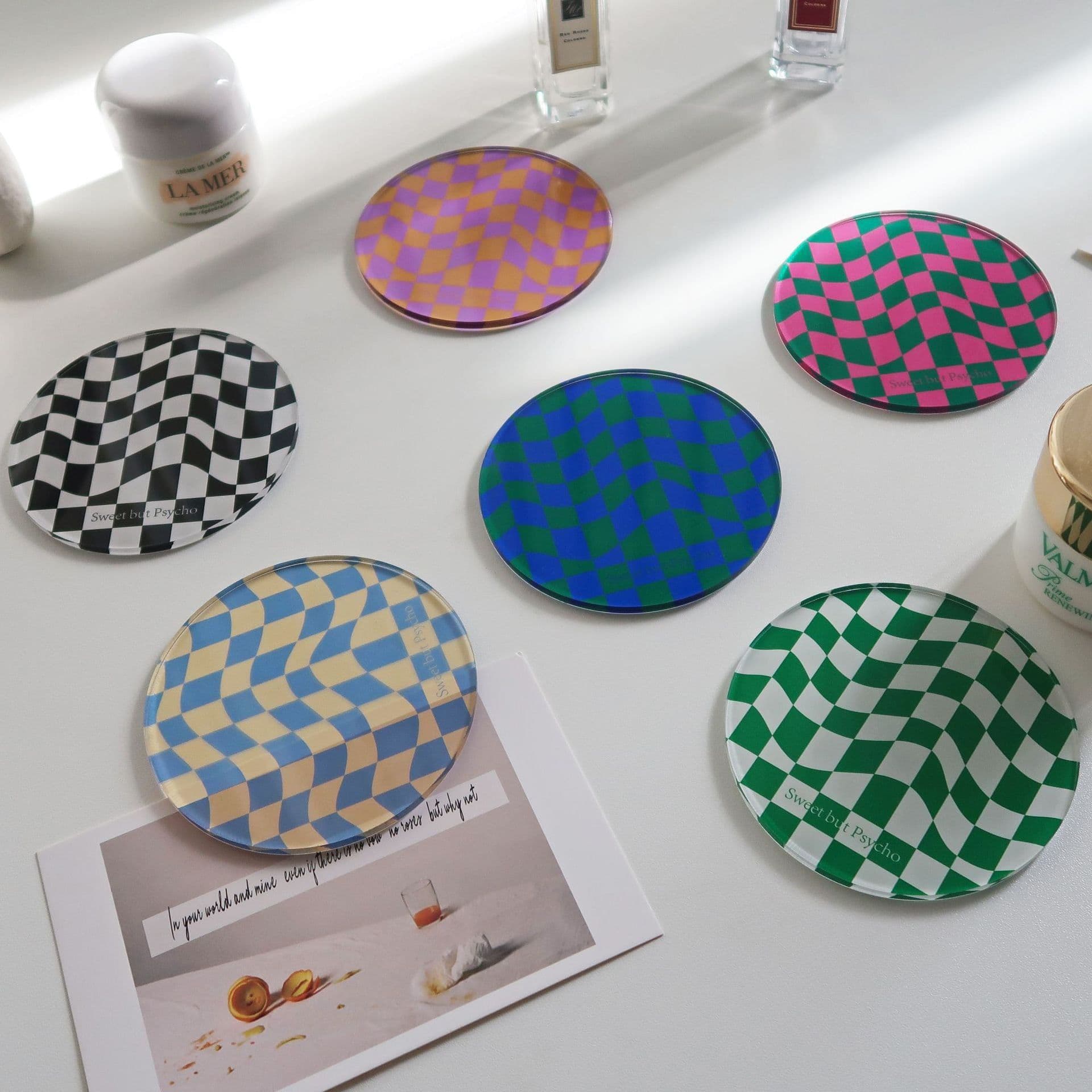 image-Nordic Ins Checkerboard Acrylic Coaster