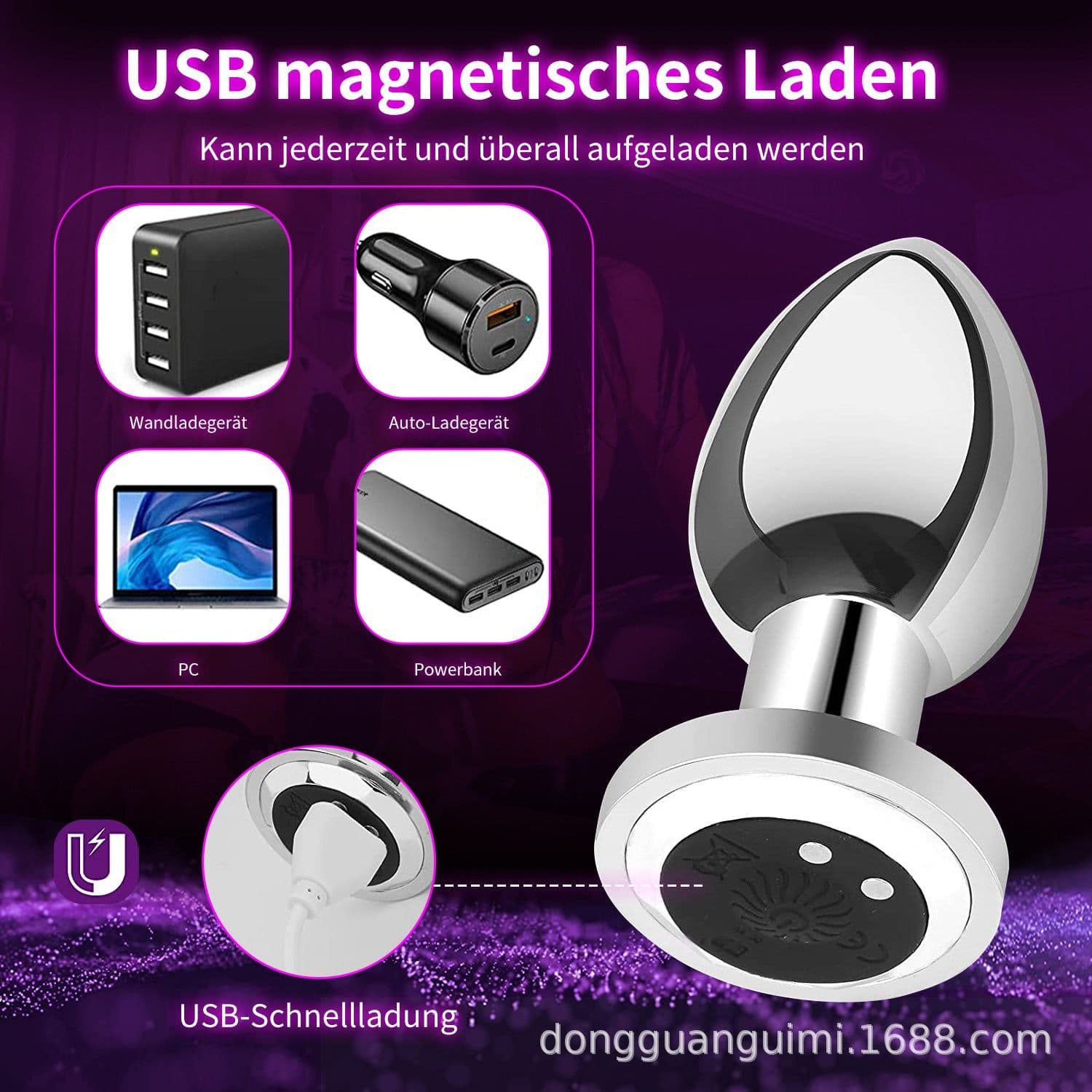 image-Metal Remote Control Anal Plug Vibrator