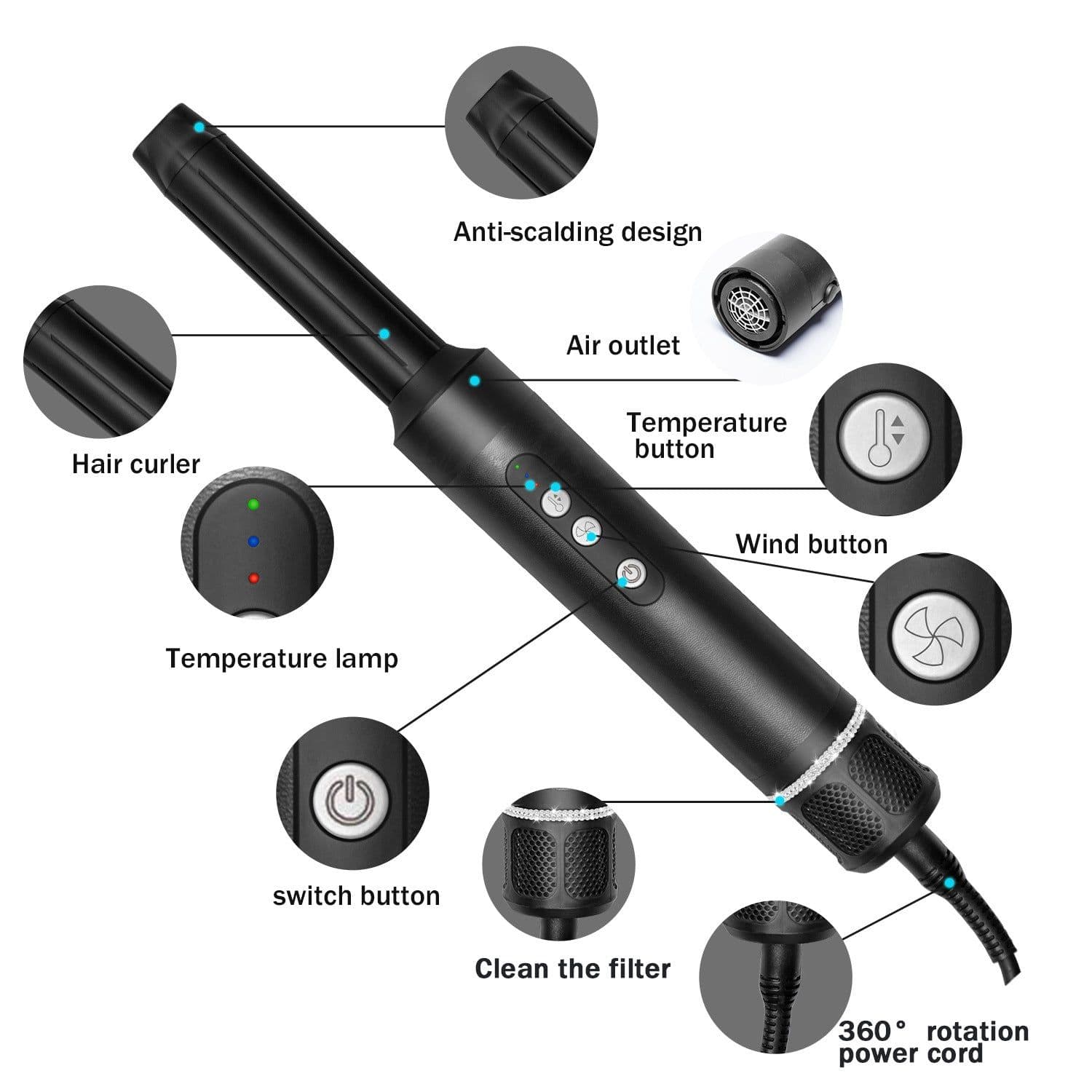 image-Otherpower Ionic Hair Dryer Straightener Brush