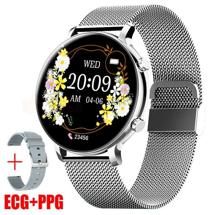 image-HW36 ECG+PPG Bluetooth Smart Watch Stainless Steel