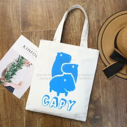 image-Capybara Print Canvas Shoulder Bag