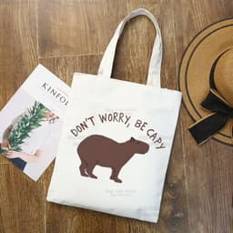 image-Capybara Print Canvas Shoulder Bag