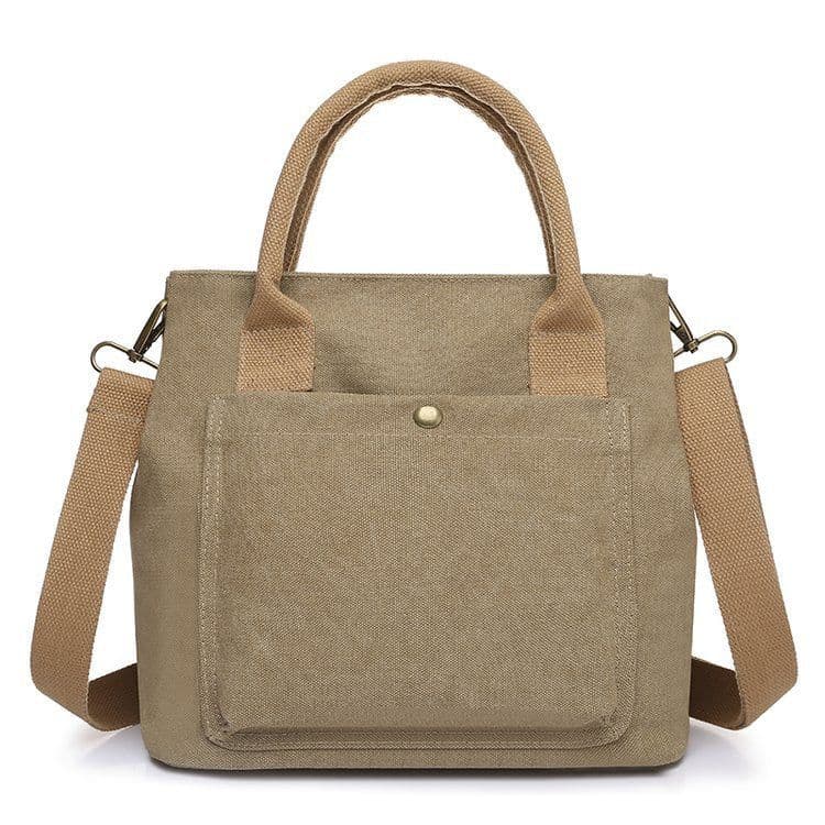 image-Canvas Small Square Bag Creamy-White Tote