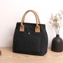 image-Canvas Small Square Bag Creamy-White Tote