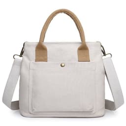 image-Canvas Small Square Bag Creamy-White Tote