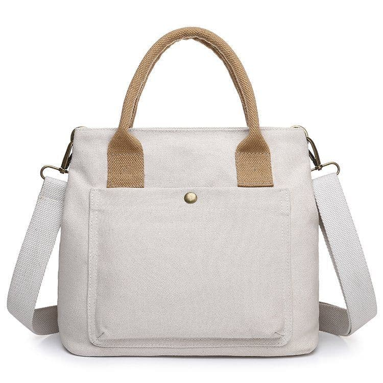 image-Canvas Small Square Bag Creamy-White Tote